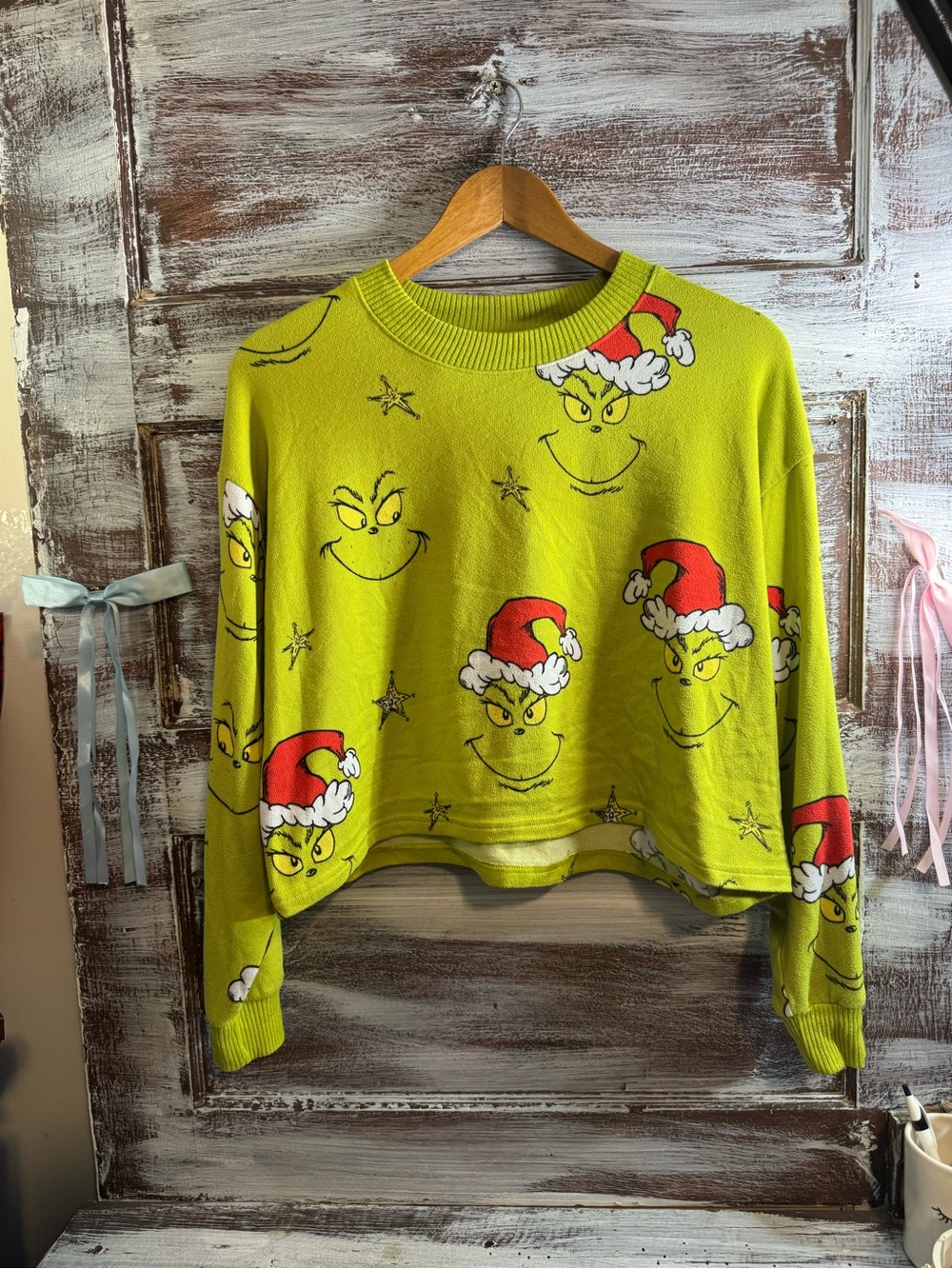 American Eagle Outfitters Lime Green Grinch Holiday Sweater